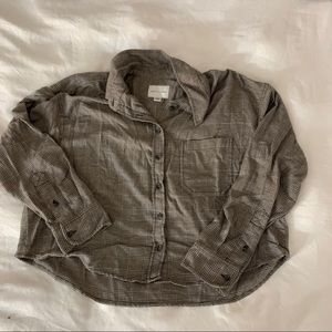 American Eagle Cropped Plaid Flannel